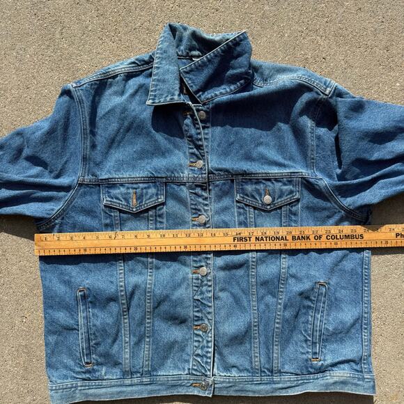 Vintage Y2K Eddie Bauer Jean Trucker Jacket Blue Denim Womens XXL gorpcore boho - Picture 6 of 10